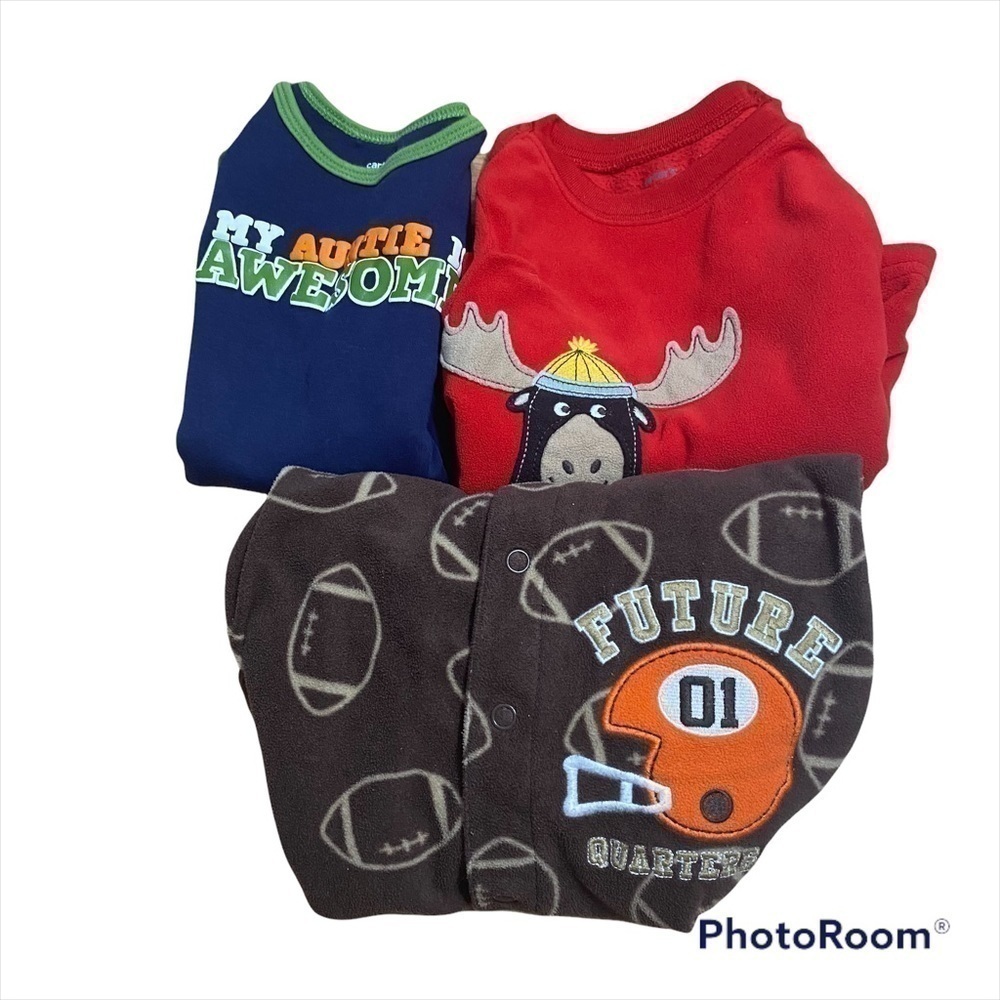 18 mos Boy Clothing Bundle Pajama My Aunt Awesome Onesie Long Sleeve Fleece